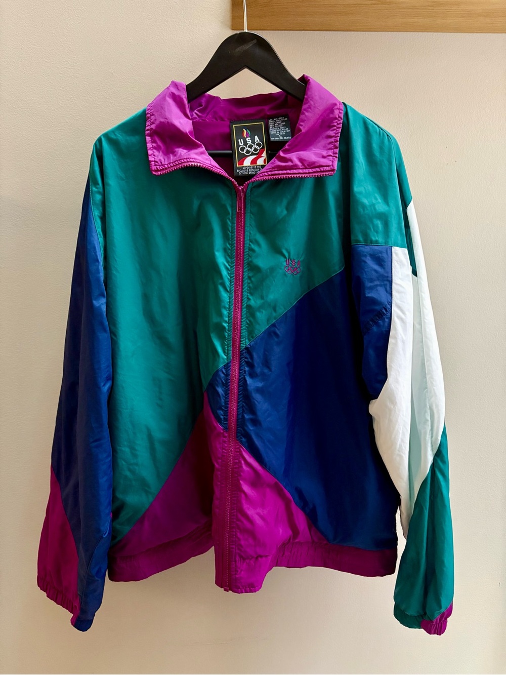 JCPenney VTG 1996 colourblock US Atlanta Olympics nylon windbreaker L/XL